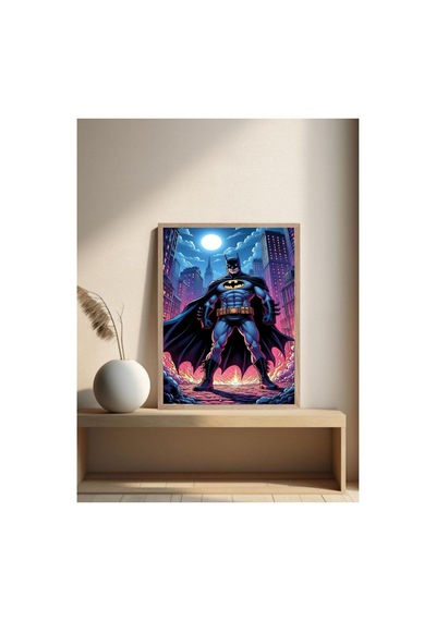 Batman Doğal Ahşap Çerçeveli Tek Parça Dekoratif Tablo Çok Renkli - 842070725 Çok Renkli