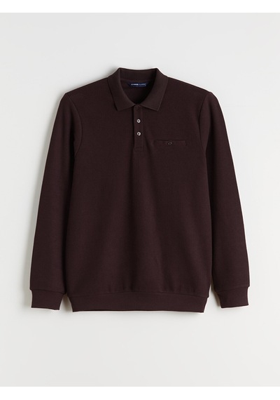 LC Waikiki Lc Waıkıkı Mürdüm Polo Yaka Erkek Sweatshirt