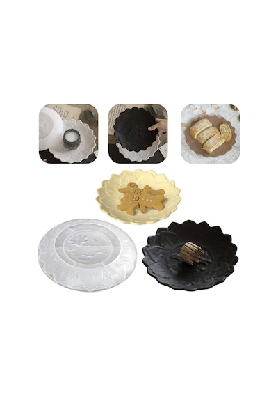 Tahtakale Toptancı Silikon Epoksi Tabak Kalıbı Lotus Tabak Kalıbı Taş Tozu Çiçek Tabak Kalıbı 18x18x2.2 Cm