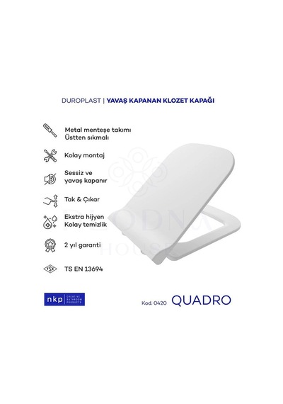 Kare Duroplast Quadro Yavaş Kapanan Klozet Kapağı