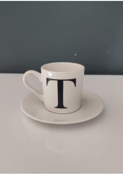 Decorıum Kum T Harfli Kahve Fincanı Beyaz