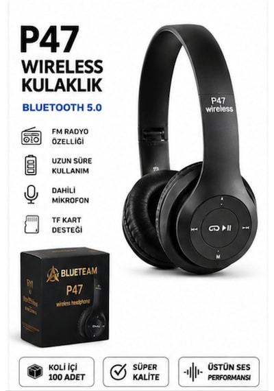 P47 Kafa Üstü Bluetooth Kulaklık
