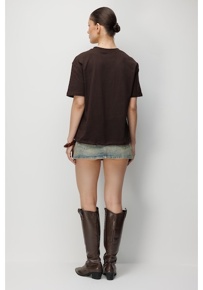Mixray 48511 Kadın Oversize Basic %100 Pamuk 2 Li T-shirt Kahve Beyaz Kahverengi - Beyaz Mixray 48511 Kadın Oversize Basic %100 Pamuk 2 Li T-shirt Kahve Beyaz Kahverengi - Beyaz