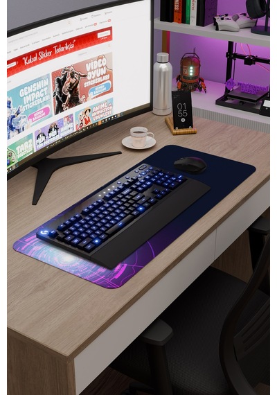 Fütüristik Kaymaz Dikişli Kauçuk Oyuncu Mousepad V1 - 70x30 Xl Gaming Mouse Pad Fare Altlığı