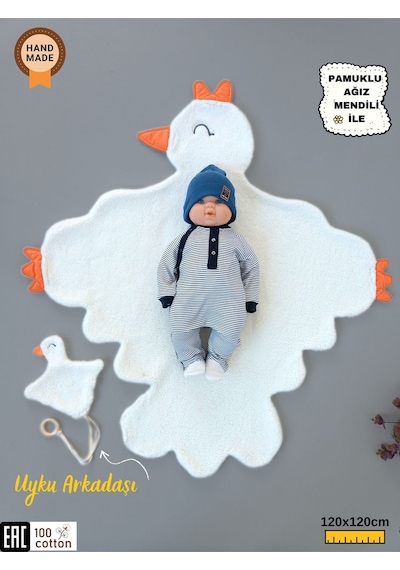 Kışlık Wellsoft Peluş Kuzu Kumaş Bebek Battaniyesi- Çok Amaçlı Minik Kuş Bebek Örtüsü -120x120cm Btn10257 Ekru