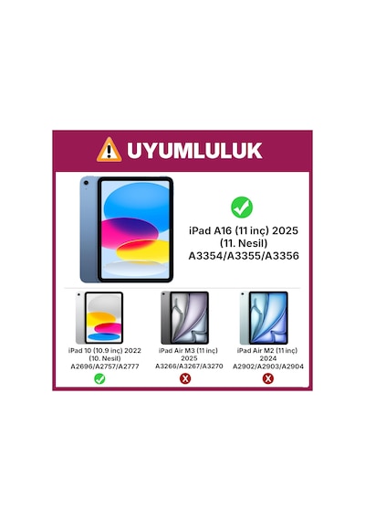 İpad 11. Nesil A16 Ve 10. Nesil 10.9" Uyumlu Kılıf A3355 A2696 Ultra İnce Standlı Kapak Pembe Kapaklı Kılıf