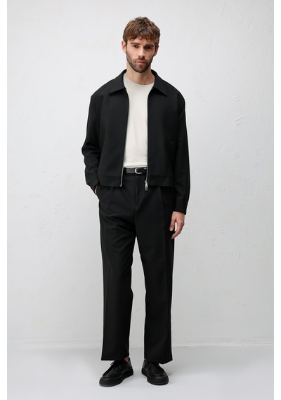 Antioch Relaxed Fit Fermuarlı Erkek Mont Siyah
