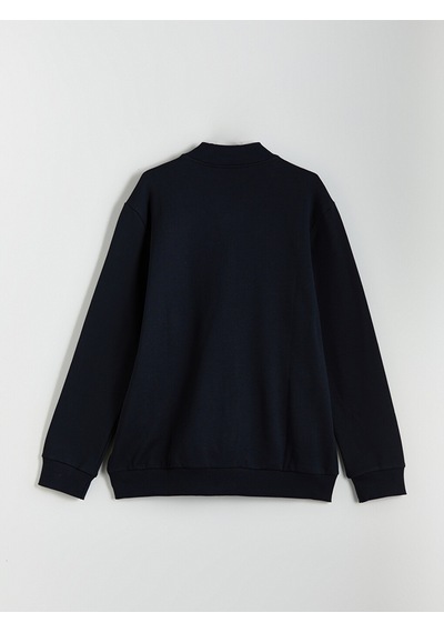 Lcwaıkıkı Basic Lacivert Kolej Yaka Uzun Kollu Erkek Fermuarlı Sweatshirt