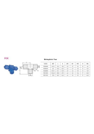 Cdc Fck1200 12Mm. Hortum Girişli Sıkma Somunlu Birleştirici Te