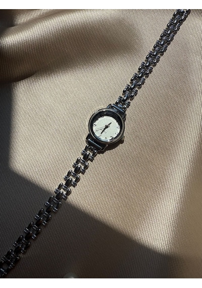 Retro Minimal Hasır Kordon Vintage Kadın Kol Saati Gümüş Gümüş