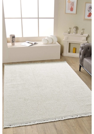 Mariesse Home Naturel Bukleli Yumuşak Dokulu Iskandinav Dokuma Halı Doho E601 Krem