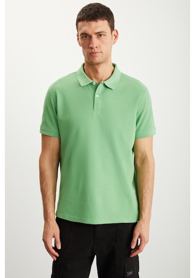 Grimelange Tarnex Erkek %100 Pamuk Kısa Kollu Regular Fit Yeşil Polo Yaka T-shirt