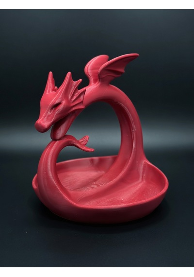 Ejderha Figürlü Tepsi - 3d Baskı Fantastik Dragon Organizer & Dekoratif Obje Bordo
