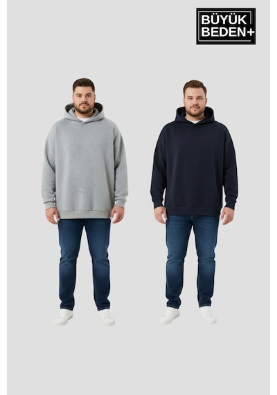 Süperlife Erkek Büyük Beden 2' Li Set Kapşonlu Kollar Ve Etek Ribanalı İnce Swatshırt Spr26bsw957+2 Navy-grey Mel Süperlife Erkek Büyük Beden 2' Li Set Kapşonlu Kollar Ve Etek Ribanalı İnce Swatshırt Spr26bsw957+2 Navy-grey Mel
