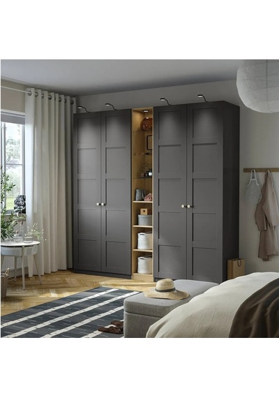 Ikea Koyu Gri Modern Kapaklı Gardırop Koyu Gri-meşe Görünümlü