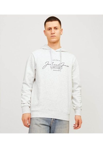 Jack & Jones Erkek Sweatshirt Beyaz 12256838 Jjferrıs Sweat Hood 25kw21000484 W2100384 Beyaz