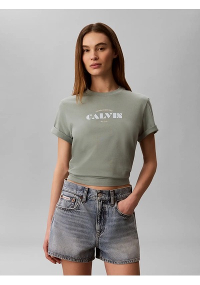 Calvin Klein Ss Classıc Resort Ca, 4c1 Yeşil Kadın T-shirt