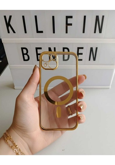 Apple Uyumlu iPhone 13 / 14  Magsafe Kılıf Modeli Altın