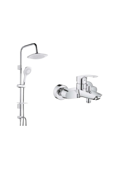 Grohe Eurosmart Tek Kumandalı Banyo Bataryası 33300003 Ve Tema 53270 Pratik 5f Tepe Duş Seti Krom
