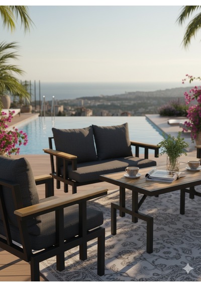 Hexa Lounge Dış Mekan Oturma Takımı Siyah