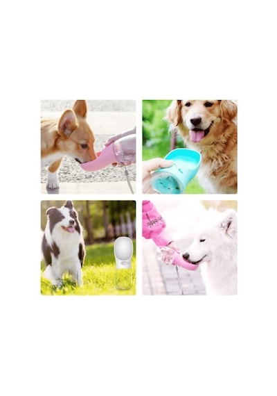 Tr Taşınabilir Kedi Köpek Suluğu Seyahat Su Şişesi Kaseli Emniyetli Sızdırmaz Kutulu 350 Ml