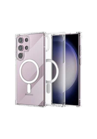 Samsung Uyumlu Galaxy S23 Ultra Uyumlu Kılıf Magneticsafe Şeffaf Silikon - Şeffaf