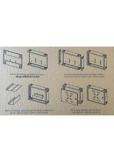 Nif Bilişim İki Yönlü Kilitli Metal Pano Hareketli Raf Kayıt Cihazı Panosu Dvr Box 55cmx45cmx15cm Siyah