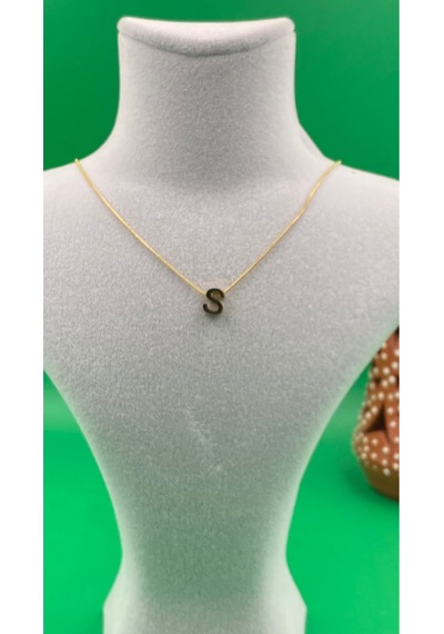 14k Altın Renginde S Harf Minimal Model Çelik Kadın Kolye Altın