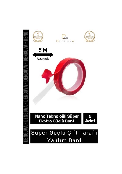 Premium Ekstra Güçlü Çok Amaçlı Çift Taraflı Tamir Dış Mekan Montaj 5mt Silikon Şeffaf Bant 5 Adet
