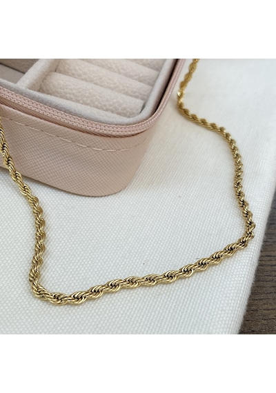 Burgu Kolye Orta Kalın Burma Zincir Yüksek Kalite 316 L Çelik Gold 40+5 Cm