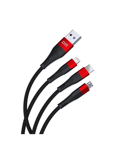 Dm SL004 Apple Uyumlu iPhone Lightning Type-C Micro USB 2.4A Şarj ve Data Kablosu 120 CM
