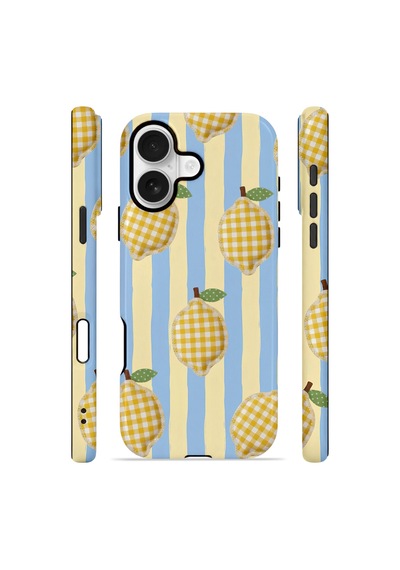 Apple iPhone Uyumlu 17 Vorian Çift Katmanlı Magsafe Kılıf Gingham Lemon Grove