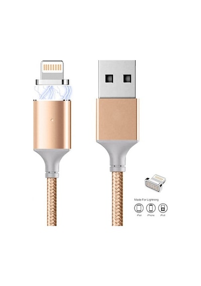 Manyetik Mıknatıslı Lightning Şarj Kablosu Gold Hasır-Örgü (214656958)