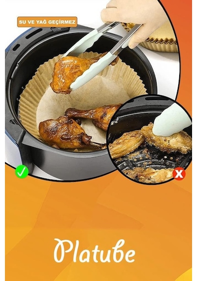 Pisirme Kagidi 50 Adet Airfryer Yagli Kagit Xiaomi Philips Air Fryer Tüm Markalara Uyumlu Yuvarlak