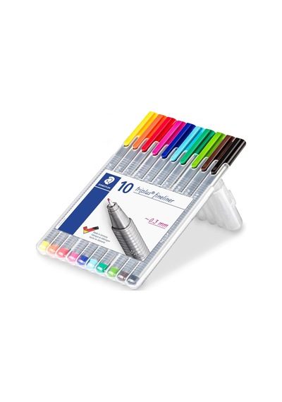 Staedtler 334 Sb10 Triplus Üçgen Fineliner 0.3 Mm 10'lu Set Çok Renkli