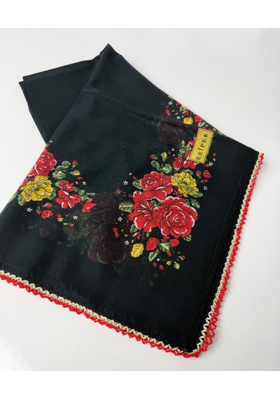 Eripek Oyalı Organik Pamuklu Yazma - 06084 Siyah