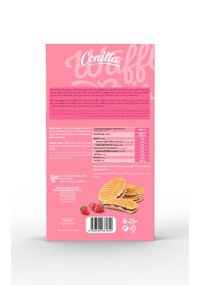 Conitta Waffle Crisps Çilek Kremalı Ve Sütlü Çikolatalı Çıtır Gofret 100 Gr. 2 Adet