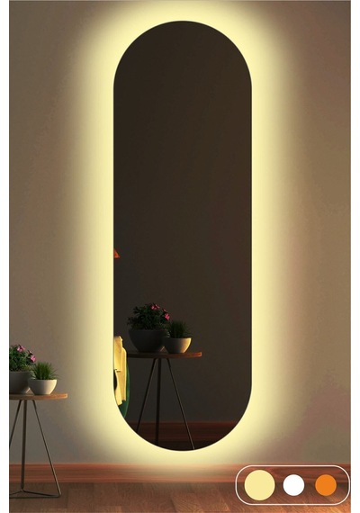 Led Işıklı 140x45 Oval Boy Aynası Beyaz