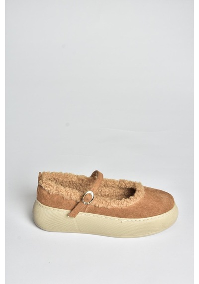 Fox Shoes V811269502 Taba Süet İçi Kürklü Günlük Kadın Ayakkabı Taba