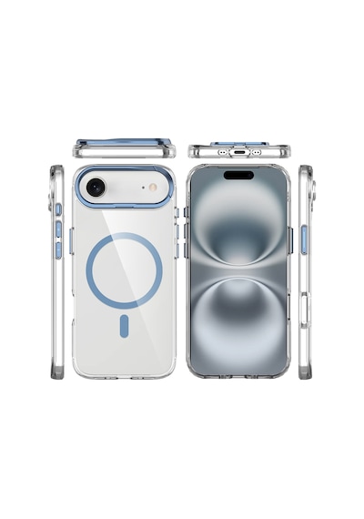 Apple Uyumlu iPhone 17 Air Kılıf M-safe Şarj Özellikli Airbagli Kamera Standlı Zore Azor Kapak - Lacivert Lacivert