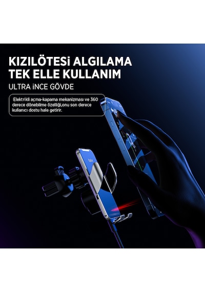 Bix Bxch9 15w Kablosuz Hızlı Şarj Destekli Araç Telefon Tutucu
