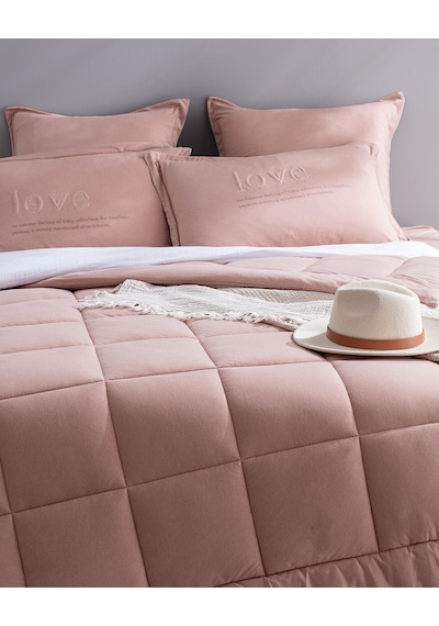 Madame Coco Bobigny Tek Kişilik Supersoft Comforter Set - Pudra Pudra