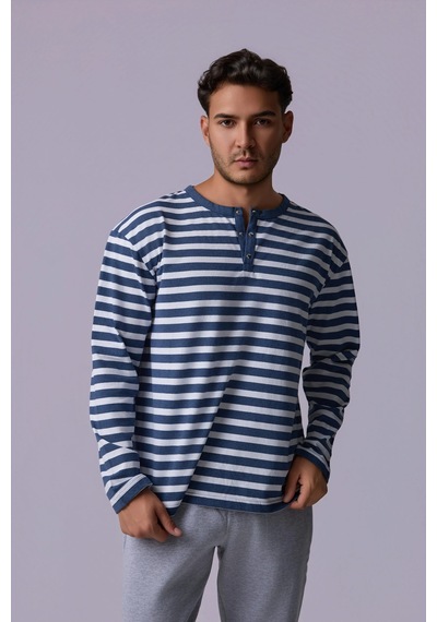 Defys Defy S Erkek Oversize Çizgili Uzun Kollu Çıtçıtlı Yaka Tişört İndigo-beyaz - 611495481 İndigo-beyaz Defys Defy S Erkek Oversize Çizgili Uzun Kollu Çıtçıtlı Yaka Tişört İndigo-beyaz - 611495481 İndigo-beyaz