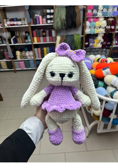 Amigurami Uzun Kulaklı Tavşan Beyaz - Mor