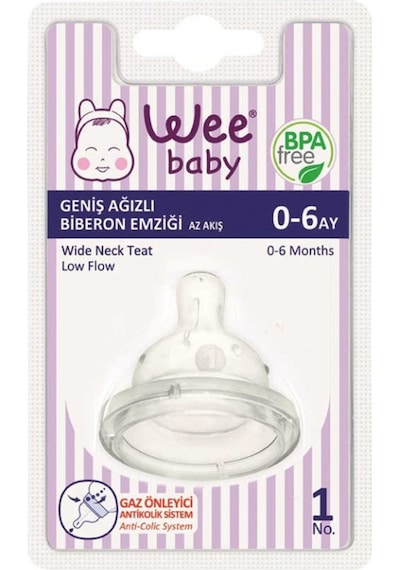 Wee Baby 828 No:1 Geniş Ağızlı Biberon Emziği Az Akış 0-6 Ay