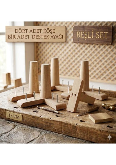 1. Sınıf Gürgen Ağacı Mobilya Kanepe Koltuk Tv Ünitesi Mobilya Ayakları 5 Li Set Köşe Ayak Ve Destek Ayağı 15 Cm Robot Süpürge Uyumlu Ahşap