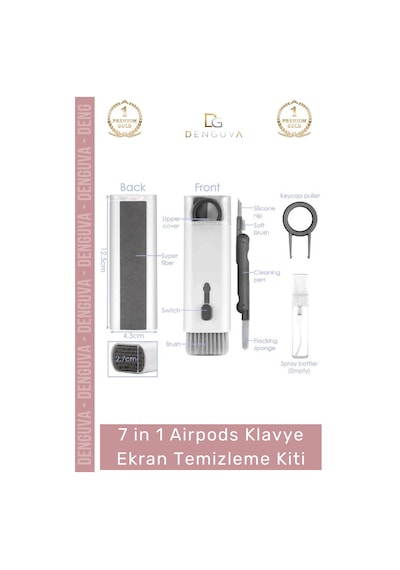 Temizlemekiti Çok Fonksiyonlu Güçlü Silikon Uçlu 7 İn 1 Airpods Klavye Ekran Temizleme Kiti