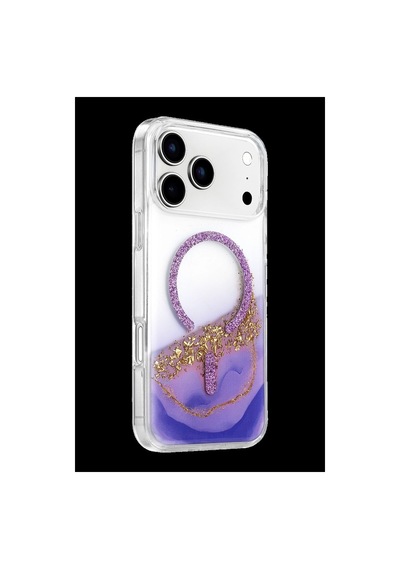 Onegif Apple Uyumlu iPhone 17 Pro Max Lotus Simli Magsafe Kapak - Mor