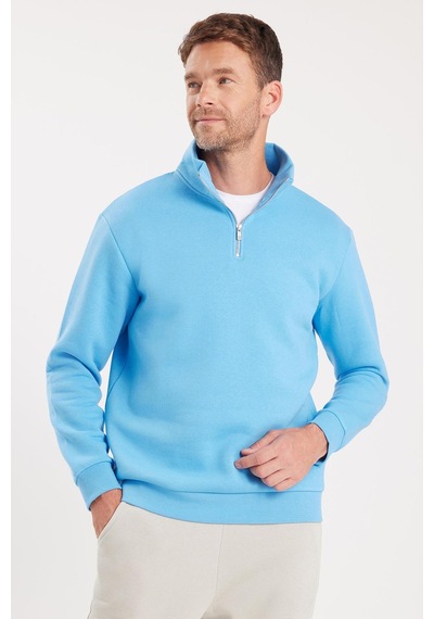 Tudors Unisex Relax Fit Rahat Kesim Pamuklu İçi Polarlı Yarım Fermuarlı Mavi Dik Yaka Sweatshirt-35154 Mavi Tudors Unisex Relax Fit Rahat Kesim Pamuklu İçi Polarlı Yarım Fermuarlı Mavi Dik Yaka Sweatshirt-35154 Mavi