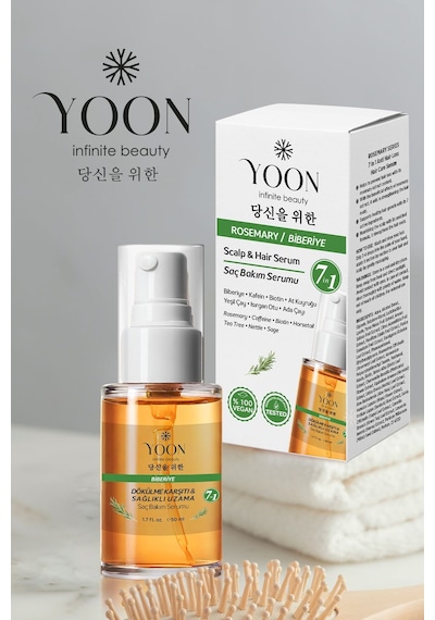 Yoon 2'li Set Saç Dökülme Karşıtı, Hızlı Saç Uzatma, Saç & Saç Derisi Serumu 2x50ml
